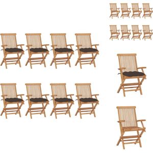 vidaXL Tuinstoelenset - Teakhout - 8 stoelen - 55x60x89 cm - Inklapbaar - Tuinstoel