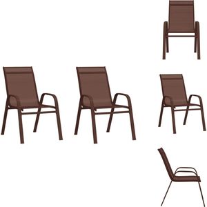 vidaXL Buitenstoelen - Stapelbaar - Waterbestendig en Ademend - Gepoedercoat Staal en Textileen - 55 x 65 x 89 cm - Bruin - 2 x Stoel - Tuinstoel