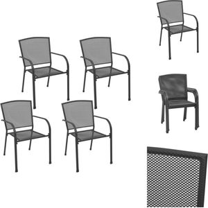 vidaXL Mesh stoelen - Set van 4 - 58.5 x 55 x 88 cm - Antraciet - Tuinstoel