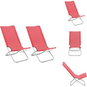 vidaXL Strandstoelen - Campingstoelen - Rood - 48 x 82 x 84 cm - Lichtgewicht en inklapbaar - Tuinstoel