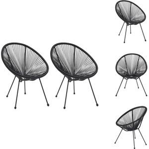 Vidaxl - Moon-Gartenstühle 2 Stk. Rattan Schwarz - Gartensessel - Lounge Chair - Outdoor Möbel - Gartenmöbel Set - Rattan Sessel