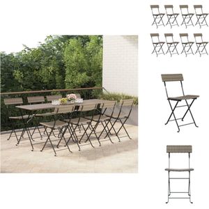 vidaXL Bistrostoel - inklapbaar - grijs - PE-rattan - 40x45x79cm - stabiel frame - Tuinstoel