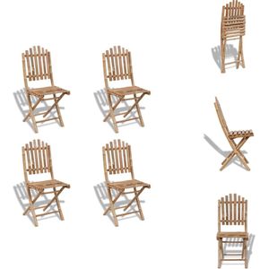 vidaXL Bamboe Eetstoelen - Set van 4 - 50 x 42 x 92 cm - Inklapbare meubelen - Tuinstoel