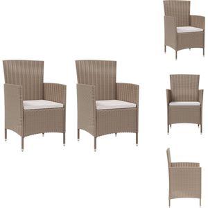 vidaXL Tuinstoel - PE Rattan - Poly Rattan Beige - 61 x 60 x 88 cm - Inclusief 2 x stoel - 2 x zitkussen - vidaXL - Tuinstoel