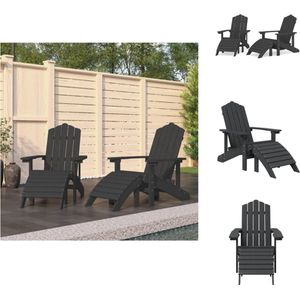 vidaXL Adirondack Tuinstoel - Antraciet - HDPE - 73x83x92 cm - Met Voetenbanken - Tuinstoel