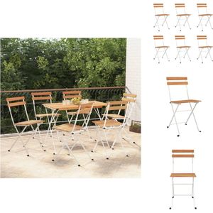 vidaXL Bistrostoel - Massief Acaciahout en Staal - 39x45x79 cm - Set van 6 - Tuinstoel