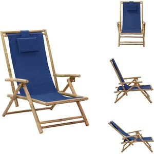 vidaXL Relaxstoel - Relaxstoelen - Klapstoel - Klapstoelen - Relaxstoel verstelbaar bamboe en stof marineblauw