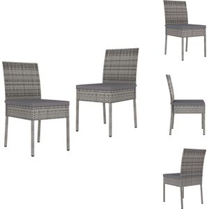 vidaXL Dining Chair Set - Poly Rattan - Gray - 57x44x88 cm - 2x Seat Cushion - Tuinstoel