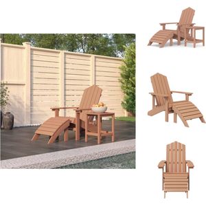 vidaXL Adirondack Tuinset - Bruin - HDPE - Tafel 38x38x46 cm - Stoel 73x83x92 cm - Voetenbank 45x44x36 cm - Tuinstoel