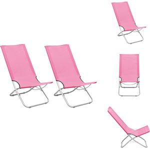 vidaXL Strandstoel - Trendy - Vrije tijd - 48x82x84 cm - Roze - Tuinstoel