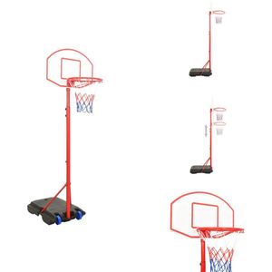 vidaXL Basketbalset - Verstelbare Hoogte - PE en ijzer - 200-236 cm - 69x45 cm - 39 cm - 69x49 cm - 20 cm - Rood - Wit - Blauw - Zwart - Basketbal