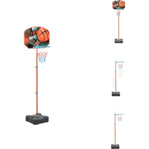 vidaXL Basketbalspeelset - Verstelbare Hoogte - Rood/Wit/Groen/Zwart - PE/Kunststof - 109-141 cm - 40x30.5 cm - 24 cm basket - 25x25 cm basis - 14 cm bal - Basketbal