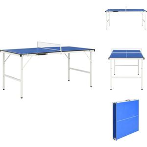 vidaXL Tennistafel - Compacte indoor speeltafel - Blauw - MDF en staal - 152 x 76 x 66 cm - 16 kg - Tafeltennistafel