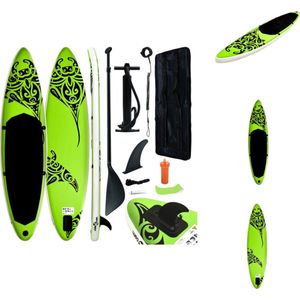vidaXL Paddleboard - opblaasbaar SUP board - groen - 366 x 76 x 15 cm - draagtas inbegrepen - SUP board