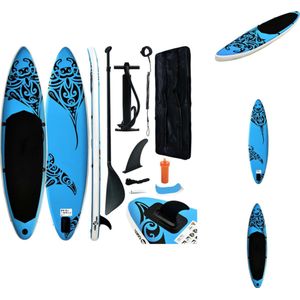 vidaXL Stand Up Paddleboard - Opblaasbaar SUP Board - 305 x 76 x 15 cm - Blauw - Max - 140 kg - Inclusief Pomp - Roeispaan - Vin - Reparatiekit en Draagtas - SUP board