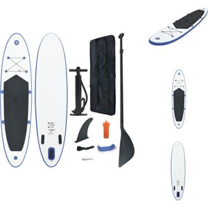vidaXL SUP Board - Opblaasbaar - Blauw en wit - 390 x 81 x 10 cm - EVA en aluminium - Draagvermogen 130 kg - SUP board