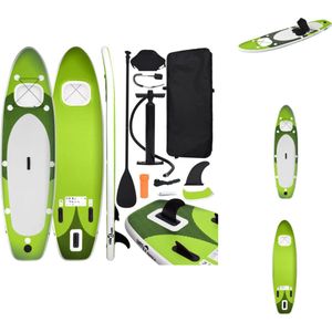 vidaXL SUP Surfplank Groen 330x76x10cm - Opblaasbaar PVC - Inclusief peddel - pomp - zitting - reparatieset - koord en tas - SUP board