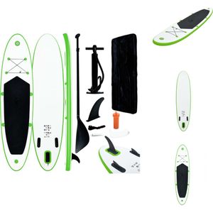 vidaXL SUP Board - Opblaasbaar Stand Up Paddleboard - 390 x 81 x 10 cm - Groen en Wit - Draagvermogen 130 kg - Inclusief Peddel - Pomp en Draagtas - SUP board