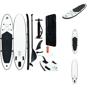 vidaXL Stand Up Paddleboard - Opblaasbaar - 360 x 81 x 10 cm - Geschikt voor volwassenen - Zwart en wit - EVA en aluminium - Draagvermogen 120 kg - Inclusief peddel - pomp - vin - reparatieset en draagtas - SUP board
