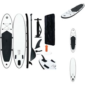 vidaXL SUP Paddleboard - 390 x 81 x 10 cm - Hogedrukventielen - Duurzame vinnen - Draagtas - Zw/w - EVA/Aluminium - Max - 130 kg - 1 bar - Lek- en UV-bestendig - SUP board