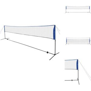 vidaXL Recreatief Badmintonnet - 600 x 72 cm - Verstelbaar frame - PE gaasnet - Incl - accessoires - Badmintonnet