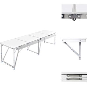 vidaXL Campingtafel Inklapbaar - 240x60x70/62/55 cm - Lichtgewicht - Draagvermogen 30-50 kg - Aluminium frame - MDF tafelblad - Campingstoelaccessoire