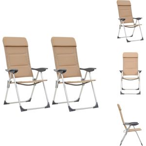 vidaXL Aluminium Campingstoelenset - 58 x 69 x 86-111 cm - Inklapbaar - Verstelbaar - Crème - Campingstoelaccessoire