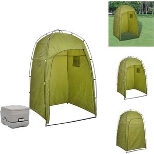 vidaXL Campingtoilet en tent - grijs/groen - 41.5x36.5x30 cm/130x130x210 cm - 10L - draagbaar - Campingdouche