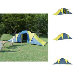 vidaXL Grote Tent - Campingtent 6 Personen - 576 x 235 x 190 cm - Blauw/Geel - Tent
