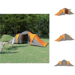 vidaXL Tent Familietent - 6 persoons - 576x235x190 cm - Grijs/Oranje - Tent