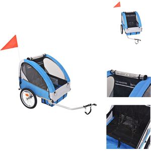 vidaXL Kinderfietskar - Grijs/Blauw - Staal - 137 x 77 x 87 cm - 30 kg draagvermogen - Fietskar