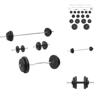 vidaXL Halterset - 90 kg - Verchroomd staal - Verschillende gewichten - Duurzaam materiaal - Halterset