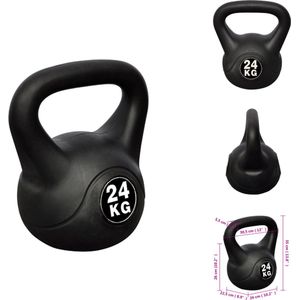 vidaXL Kettlebell 24 kg - Cardio- en krachttraining - Zware kogelvormige gewicht - Soldaten - wielrenners - politie - brandweer - Spieren - conditie - flexibiliteit - Vet verbranden - Kunststof mantel - Halterset