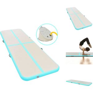 vidaXL Opblaasbare Sportmat - Grote en duurzame gymnastiekmat - Schokabsorberend - anti-slip en waterdicht - 600x100x10 cm - Met pomp - Yogamat