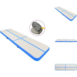 vidaXL Sportmat - Opblaasbaar - Hoge-dichtheid PVC - Schokabsorberend - Waterdicht - Blauw/grijs - 600x100x20cm - Yogamat