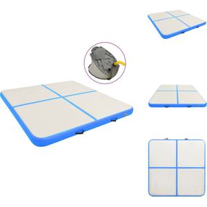 vidaXL Opblaasbare Sportmat - Grote en professionele mat - Schokabsorberend en anti-slip - Waterdicht - PVC - 200 x 200 x 10 cm - Blauw en grijs - Yogamat