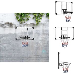 vidaXL Wandgemonteerde Basketbalring - Duurzaam Polycarbonaat - Stalen Ring met Nylon Net - Geschikt voor Binnen en Buiten - Met Montagehandleiding - Basketbal