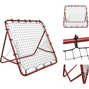 vidaXL Voetbal Rebounder - Rood gepoedercoat - 100x100 cm - 4 verstelbare hoeken - Voetbaldoel