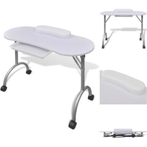vidaXL Manicuretafel inklapbaar - wit 90x37x68 cm - dik polskussen -
