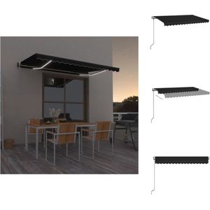 vidaXL Uitschuifbare Luifel - Uitschuifbare Luifels - Uittrekbare Luifel - Uittrekbare Luifels - Luifel automatisch met LED en windsensor 400x350 cm antraciet