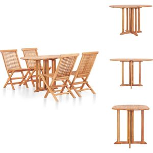 vidaXL Massief Teakhouten Meubelset - Klaptafel en Stoelen - 120x70x75 cm - Fijn Geschuurd Hard Teakhout - Montage Vereist - vidaXL - Tuinset