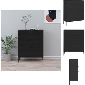 vidaXL Bijzetkast - Staal - 80 x 35 x 101.5 cm - Zwart - Commode