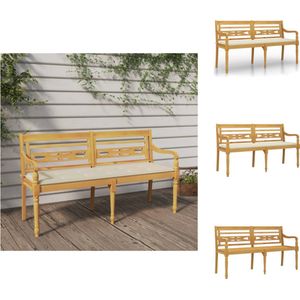 Vidaxl - Batavia-Bank mit Creme Kissen 150 cm Massivholz Teak - Gartenbank - Holzbank - Teakholzbank - Outdoor Möbel - Balkonmöbel