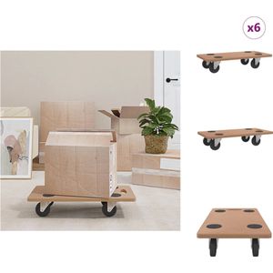 vidaXL Meubelhondje - Meubelhondjes - Transporttrolley - Meubelroller - Meubelhondjes 6 st rechthoekig bewerkt hout