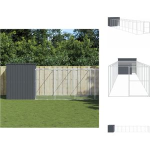 vidaXL Hondenhok Ren - 214x1.069x181 cm - Duurzaam Gegalvaniseerd Staal - Antraciet - Hok