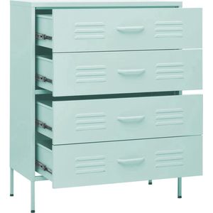vidaXL Ladekast - Ladekasten - Ladenkast - Ladenkasten - Ladekast 80x35x101,5 cm staal mintkleurig