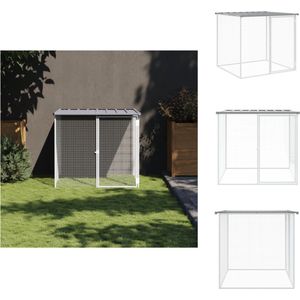 vidaXL Kippenhok Gegalvaniseerd Staal - 103x98x90 cm - Lichtgrijs - Hok