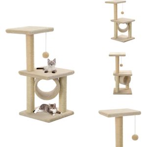 vidaXL Kattenmeubel - Kattenmeubels - Kattenmeubelen - Kattenmeubilair - Kattenkrabpaal met sisal krabpalen 65 cm beige