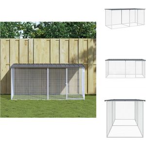 vidaXL Kippenhok met Uitbreidingskooi - 203 x 98 x 90 cm - Antraciet - Gegalvaniseerd Staal - Hok