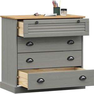 vidaXL Ladekast - Ladekasten - Opbergkast - Archiefkast - Ladekast VIGO 80x40x76 cm massief grenenhout grijs